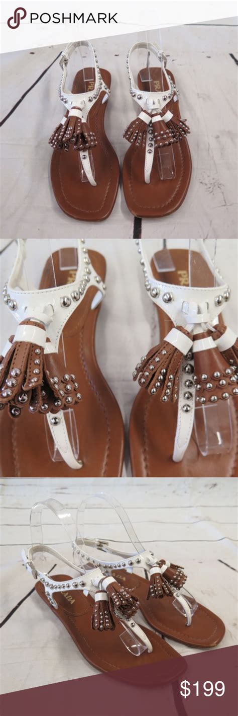 prada studded tassel t-strap sandals|prada shoes for women.